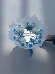 Mavi Beyaz Ayıcıklı Aynalı Buket