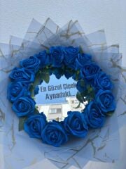 Mavi Yapay Güllü Aynalı Buket