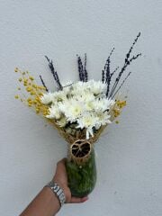 Kristal Cam Vazoda Beyaz Papatya