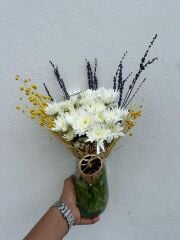 Kristal Cam Vazoda Beyaz Papatya