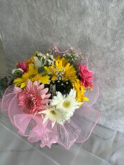 Silindir Cam Vazoda Renkli Gerberalar