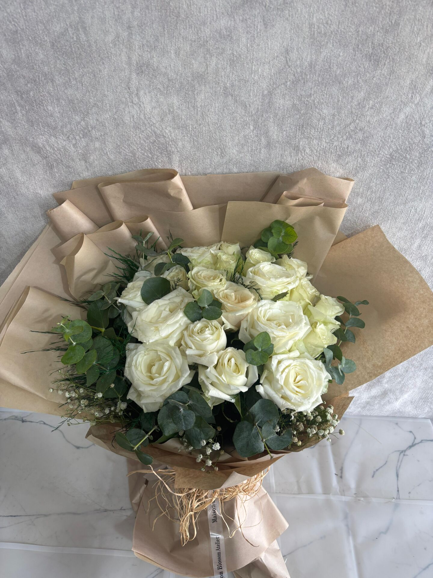 21 Adet Beyaz Gül Buketi