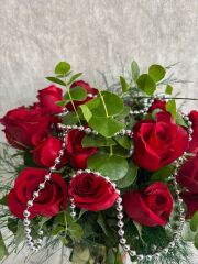 25'li Kırmızı Gül Silindir Cam Vazoda