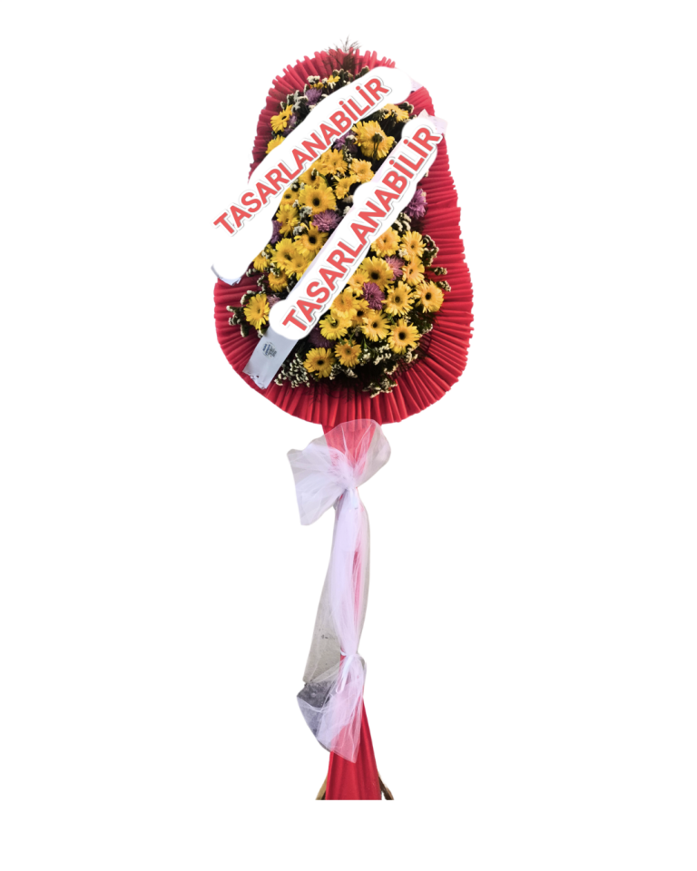 Tek Katlı Sarı Gerberalar Çiçekleri İle Çelenk
