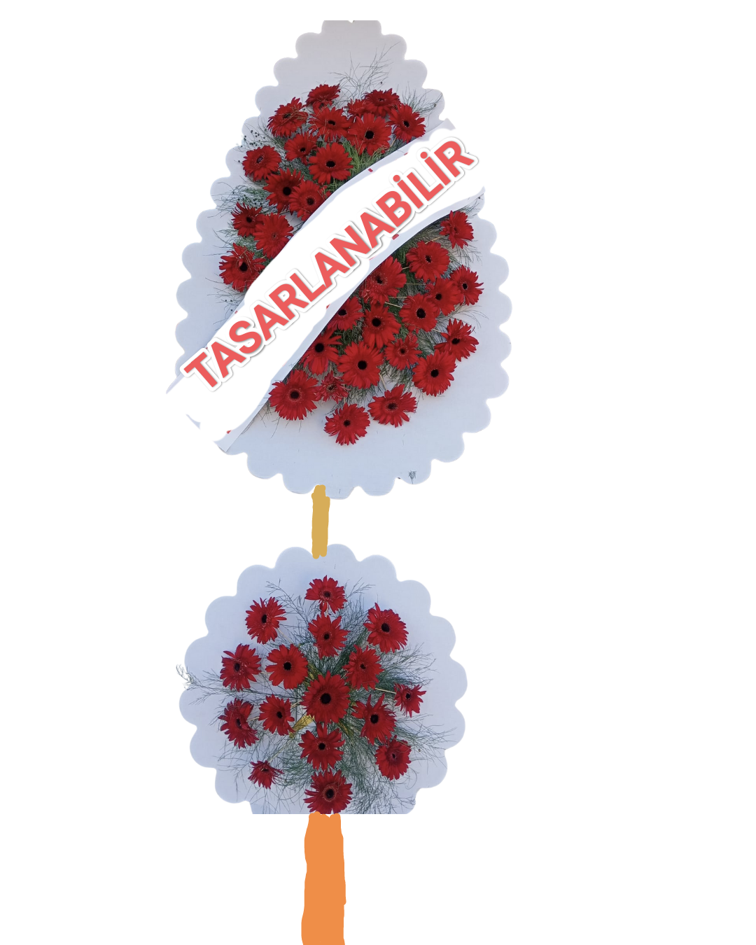 Çift Katlı Kırmızı Gerberalar ile Çelenk