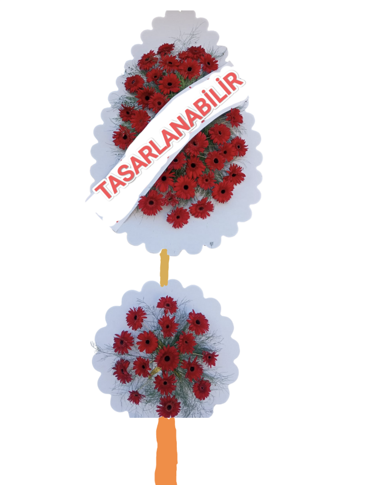 Çift Katlı Kırmızı Gerberalar ile Çelenk Adana çiçek