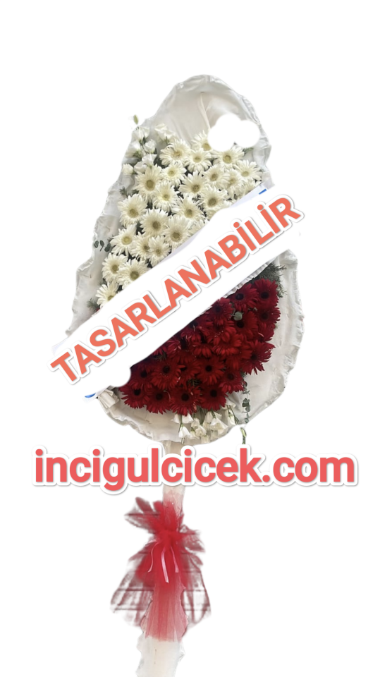 Düğün Çelenk Çiçeği Kırmızı ve Beyaz Gerbera