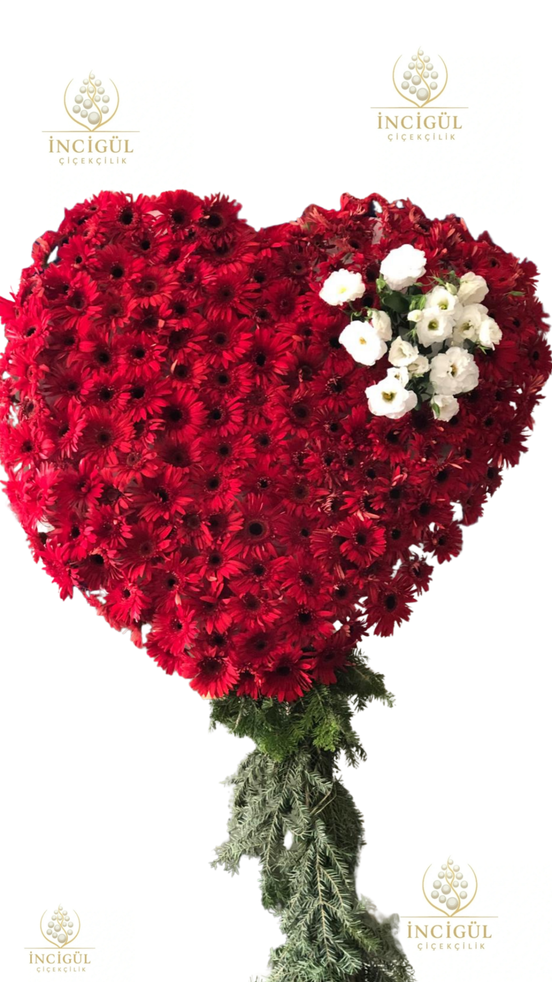Kalpli Çelenk Kırmızı Gerberalar Zarifliği Adana çiçek