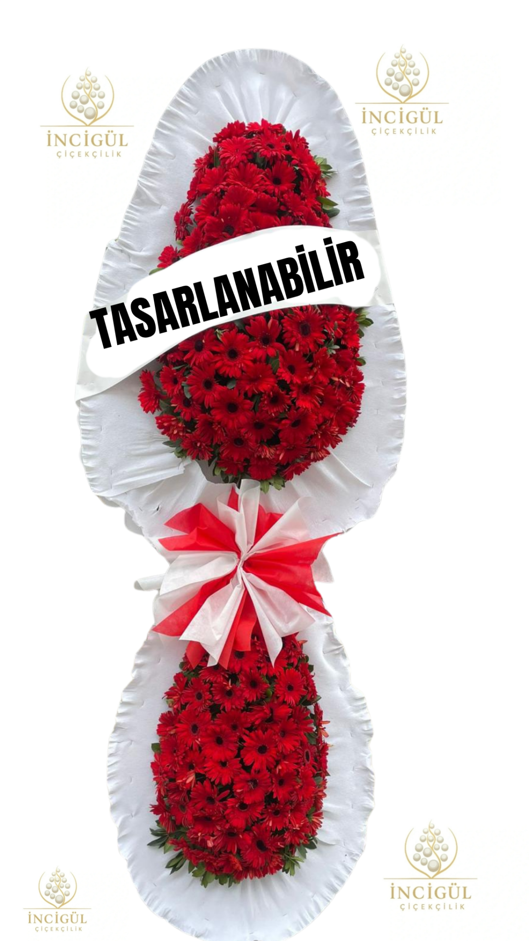 Çift Göbekli Kırmızı Gerberalar Çelenk Çiçeği Zarifliği Adana çiçek