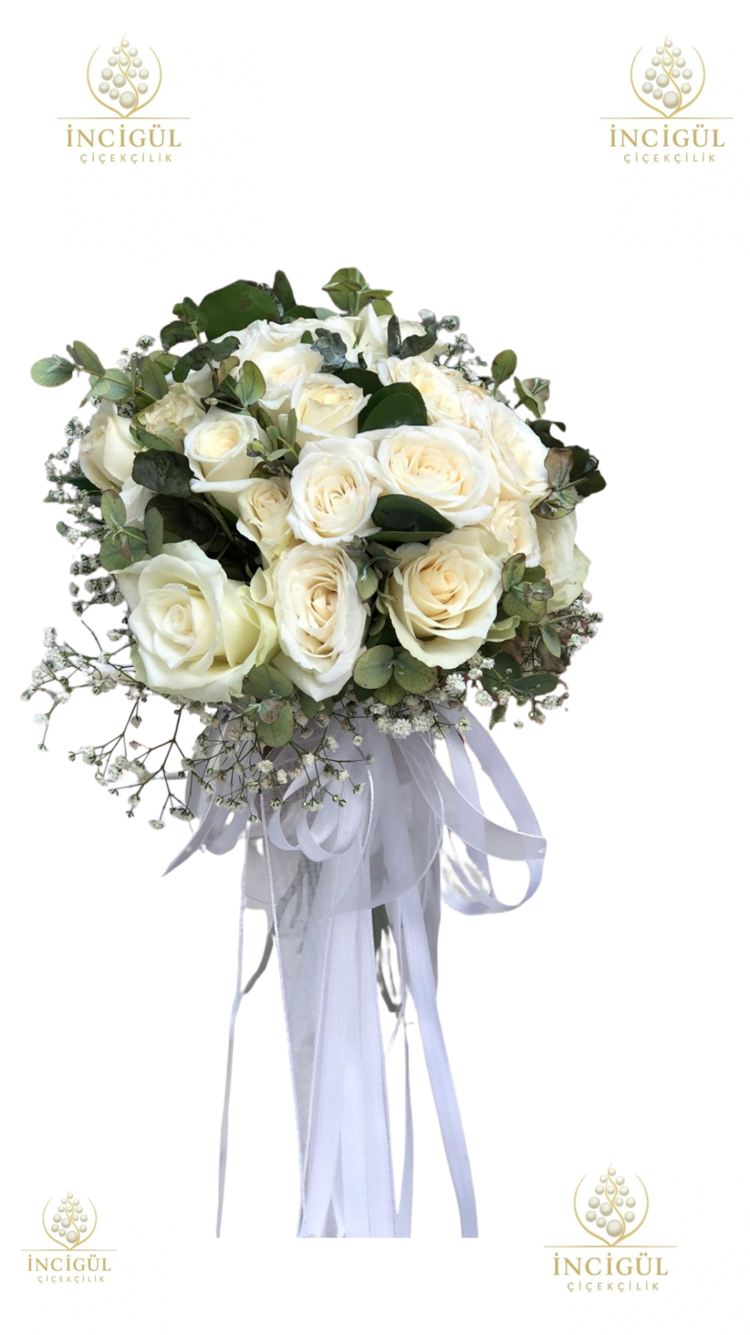 Gelin El Buketi Çiçeği Beyaz Güllerden Oluşan Şıklığıyla