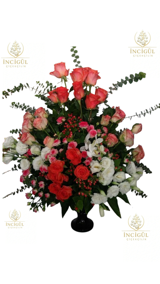 Kişiye Özel Soft Renkli Vazo Aranjmanı Zarifliği