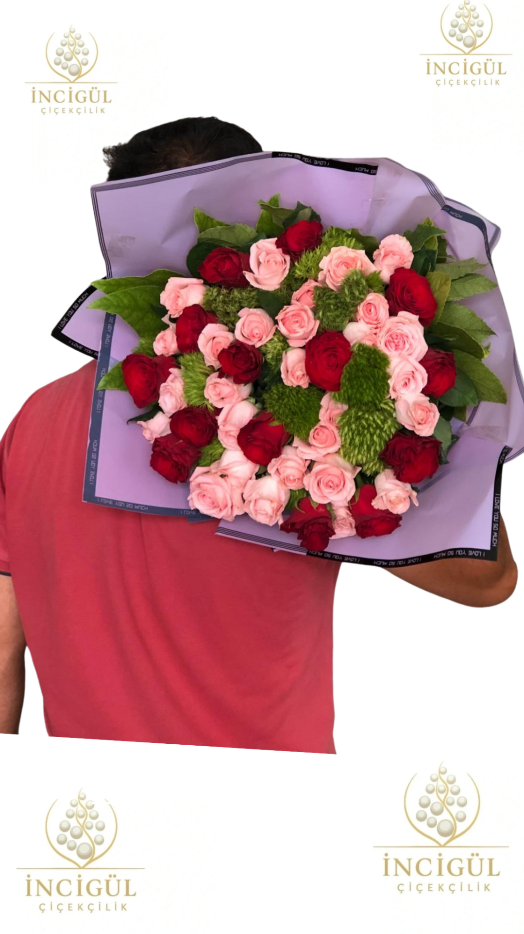 Kırmızı Gül ve Pembe Güllerden Oluşan Şıklığıyla İsteme Çiçeği Buketi