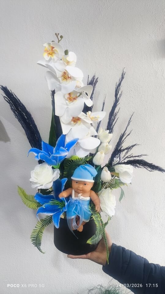 Yenidoğan Bebek Yapay Çiçek Aranjmanı